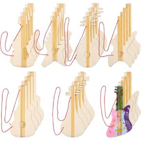 28 PCS غير مكتملة DIY Wood Guitar Cutouts - شرائح غيتار كهربائية خشبية فارغة لـ DIY ، تزيين الآلات الموسيقية غير المكتملة ، ألعاب الغيتار الخشبية للصفات الحرف ، حفلة موضوعية