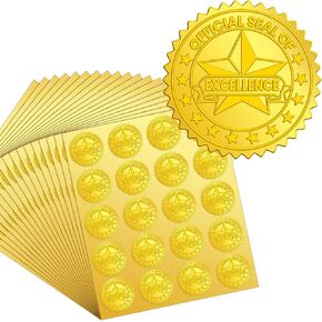 Kosiz 500 PCS Music Note Comperation Gold Foil Certificate Seals 1.5 inch excercence excellence sthesive chomines chievement stails stails stomement for invitations certification invition