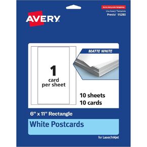 بطاقات مستطيل Avery القابلة للطباعة ، 6 "× 11" ، بطاقات أبيض غير لامعة ، بطاقات طباعة إلى الحافة ، ليزر/حبر ، 50 إجمالي