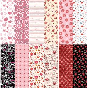 60 Sheets Valentine's Day Pattern Papers, Colorful Heart Love Scrapbook Paper Double-Sided Valentine Day Decorative Craft Paper Folded Flat for DIY Card Making Scrapbook Gift Decor (12 Designs)