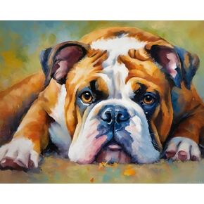 Zuvrdiai DIY Paint Paint Paint by Number English Bulldog DIY Painting by Number Kits Oil Paint Decor