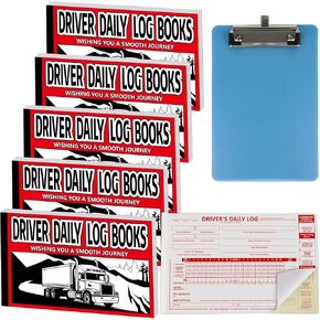 5 Pack Driver Daily Log Book 8.5x 5.5inch Driver's Book مع 7 و 8 أيام خلاصة الشاحنات اليومية بدون كربون مع تقرير تفصيلي تفتيش مركبات السائق وملخصات مبسطة لسائقي الشاحنات