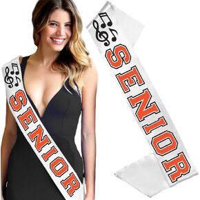 رينستونسشاش كبار السن من 2025 2026 - برتقالي و Black Premium Satin Sash - Senior Night Supplies