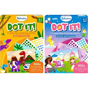 المهارات النقطة النقطة للديناصورات و dot It Unicorns & Princesses Bundle ، No Mess Sticker Art for Kids ، وأدوات الحرفية ، ونشاط DIY ، وهدايا للأولاد والبنات الذين تتراوح أعمارهم بين 3 ، 4 ، 5 ، 6 ، 7 ، ألعاب السفر للأطفال الصغار