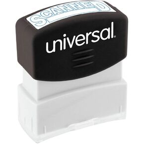Universal UNV10157 Pre-Inked Scanned Message Stamp - Blue Ink
