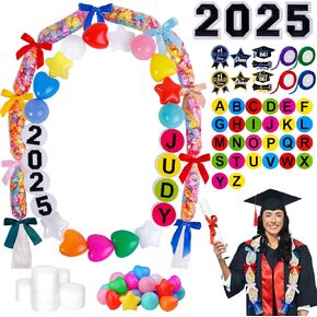Japior Graduation Leis Class of 2025 DIY Colorful Oversized Lei Making Kit with Candy Lei Tubing Ribbon Leis Graduation Necklace Accessories for Women Men College Graduate Decor