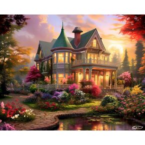 Springbok Victorian Dream 500 Piece Jigsaw Puzzle for Adults - Dreamy and Cozy Victorian House Image by Artist Shawna Stewart