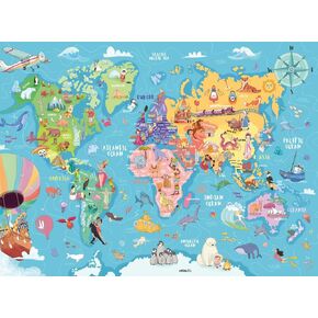 Ravensburger Map of the World 100 قطعة XXL Jigsaw Puzzle Forkids - | تصميم قطعة فريدة | السطح المضاد للسلح | بناء المهارات ، نشاط ممتع | أمازون الحصري