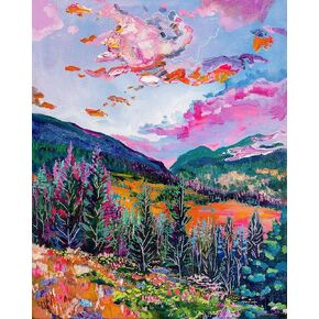 Springbok's Rocky Mountain Twilight 1000 Piece Jigsaw Puzzle Featuring The Impressionistic Painting of The Rockies by Artist Shannon Roman