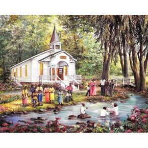 Jigsaw Puzzle 1000 Piece Wooden Puzzle African American Black Baptism by Church Christian Picture Family Decorations, Wall Art Pictures for Living Room Props Educational Toys & Games