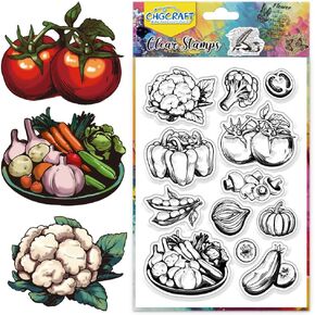 CHGCRAFT VETRATIONS Spring Harvest CINUliflower Clear Clear Silicone Clear Clear Stamps Music Seal Stamps for DIY Scrapbooking Photo Making Making ، Vegetables ، 6.3x4.3inch