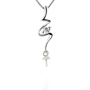 sterling Silver Twisted CZ Bail Pint Pendting for Pearl Jewelry ، Mount Pendant Mount for Women DIY Making Making
