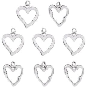 KISSITTY Brass Heart Pendants Love Heart Brass Charms Metal Heart Dangle Charms for DIY Valentine Necklace Bracelet Earring Jewelry Making