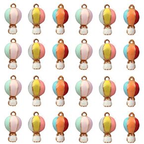 30pcs Enamel Hot Air Balloon Pendants Alloy Dangle Charms Beads Party Jewelry Accessories for Jewelry Making Earrings Bracelets Necklace