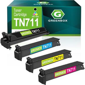 Greenbox متوافق مع TN711 High Yeild Toner Cartridge لـ Konica TN711 A3VU130 A3VU230 A3VU330 A3VU430 لـ Minolta Bizhub C654 C654E C754E (Black Cyan Yellow Magenta ، 4 pack)