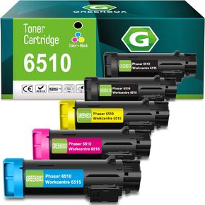 معاد تصنيع Greenbox 6510/6515 106R03480 106R03690 106R03691 106R03692 استبدال خرطوشة الحبر لـ Xerox Phaser/WorkCentre 6510DNI 6510DN 6510N 6510DNM (5-Pack ، Black Magenta Lellow)