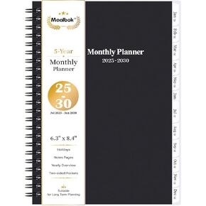 2025-2029 Monthly Planner/Calendar - 5 Year Monthly Planner 2025-2029 with Tabs, Jan 2025 - Dec 2029, 6.4" x 8.5", 60 Monthly Planner, Two-Side Pocket, 9 Notes Pages, Suitable for Long-Term Planning