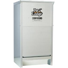 Pet Lodge Little Giant Giant CH50 INDOOR و Outdoor Dry Food Automatic Automatic Gauge Steel Cog Feeder Chow Hound بسعة 50 رطلاً (3 عبوات)