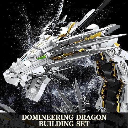 Dragon Building Blocks Sets for Adults, White Mechanical Dragon Animal Building Model Collectible Display Toys, Cool Creative Gifts for Boys Teens Fans (1485 Pieces) in Saudi Arabia