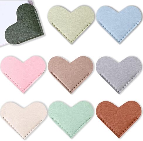 9PCS Leather Heart Bookmark, Cute Corner Page Book Marks, Personalized Handmade Reading Gifts for Women Kids Reading Lovers in Saudi Arabia