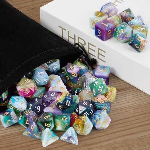 DND Dice Set,8X7 (56 Pieces) Polyhedral Dice Sets for Dungeons and Dragons DND RPG MTG Table Role Playing Games(Total 8 Velvet Dice Bags in Saudi Arabia