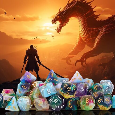 DND Dice Set,8X7 (56 Pieces) Polyhedral Dice Sets for Dungeons and Dragons DND RPG MTG Table Role Playing Games(Total 8 Velvet Dice Bags in Saudi Arabia