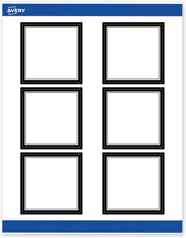 Avery Printable Square Labels, Double Black Border, 3" x 3", Matte White Square Labels, Permanent, Laser/Inkjet, 60ct, Great for Product Labels in Saudi Arabia