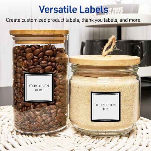 Avery Printable Square Labels, Double Black Border, 3" x 3", Matte White Square Labels, Permanent, Laser/Inkjet, 60ct, Great for Product Labels in Saudi Arabia