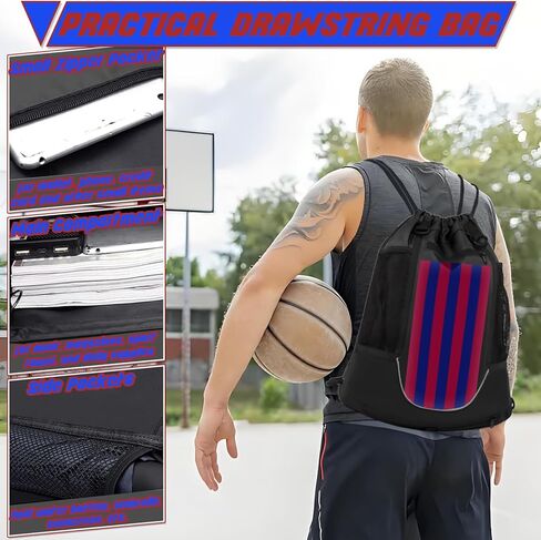STAY GENT Drawstring Basketball Backpack for Boys, Foldable Soccer Backpack Gym Bag Sackpack Sports Sack with Detachable Ball Mesh Bag for Volleyball Baseball Yoga in Kuwait