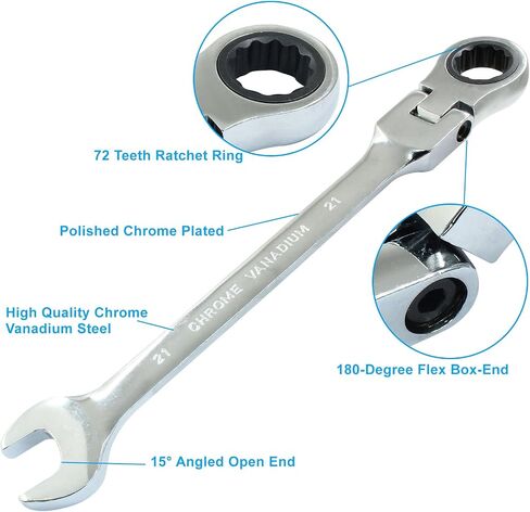 12mm Flex-Head Ratchet Wrench, Metric Ratcheting Wrench Spanner Reversible Ratcheting Wrench Flex-Head Ratcheting Combination Wrench in Kuwait