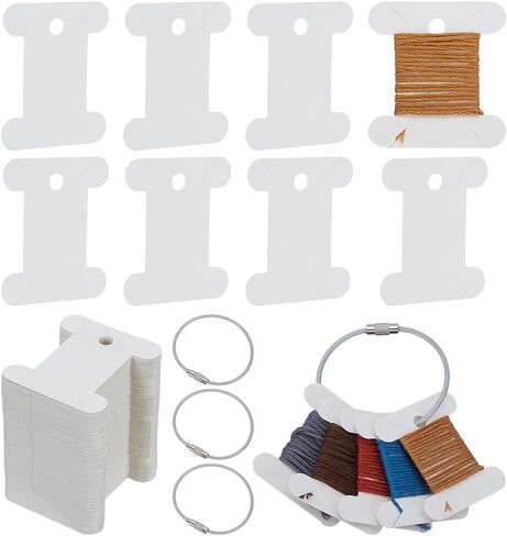 FINGERINSPIRE 100 PCS Embroidery Floss Bobbins Thread Winder with 4 PCS Iron Floss Bobbin Hinged Ring 1.77x1.57inch White Paper Thread Winding Board Floss Bobbin Thread Card for Sewing Thread Storage in Saudi Arabia