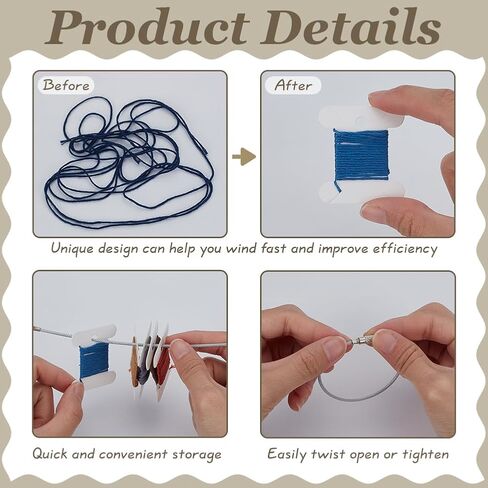 FINGERINSPIRE 100 PCS Embroidery Floss Bobbins Thread Winder with 4 PCS Iron Floss Bobbin Hinged Ring 1.77x1.57inch White Paper Thread Winding Board Floss Bobbin Thread Card for Sewing Thread Storage in Saudi Arabia