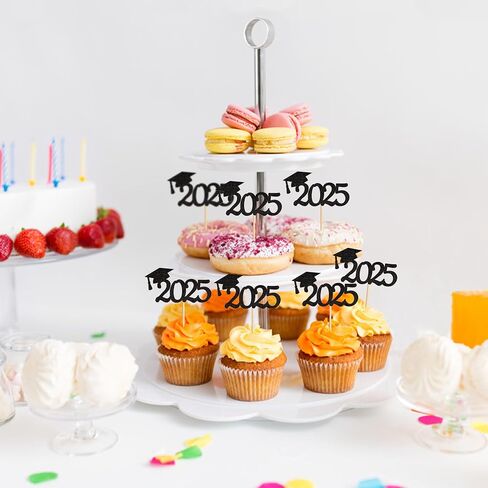 graduation cupcake toppers 2025, Food/Appetizer Picks For Graduation Party Mini Cake Decorations, 2025, Cupcake Toppers, Graduation 24Pieces (Black) in Saudi Arabia