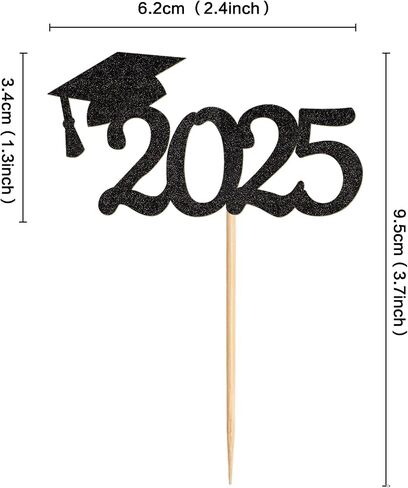 graduation cupcake toppers 2025, Food/Appetizer Picks For Graduation Party Mini Cake Decorations, 2025, Cupcake Toppers, Graduation 24Pieces (Black) in Saudi Arabia