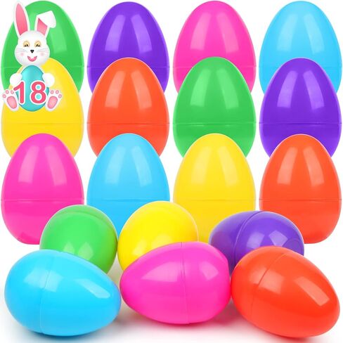 NEWBEA Jumbo Easter Eggs, 18Pcs Large Fillable Easter Egg 6 Inch Assorted Colors, Gaint Easter Eggs Plastic for Hunt Party Supplies, Large Enough to Hold Toys, Candy and Stuffed Animals in Saudi Arabia