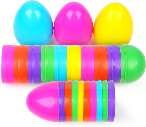 NEWBEA Jumbo Easter Eggs, 18Pcs Large Fillable Easter Egg 6 Inch Assorted Colors, Gaint Easter Eggs Plastic for Hunt Party Supplies, Large Enough to Hold Toys, Candy and Stuffed Animals in Saudi Arabia