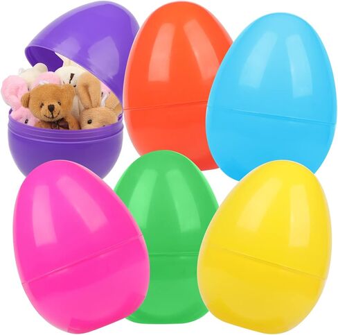 NEWBEA Jumbo Easter Eggs, 18Pcs Large Fillable Easter Egg 6 Inch Assorted Colors, Gaint Easter Eggs Plastic for Hunt Party Supplies, Large Enough to Hold Toys, Candy and Stuffed Animals in Saudi Arabia