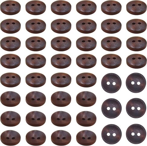 100PCS 0.5 Inch Dark Brown Classic Wooden Buttons, 2 Holes Round Convex Buttons for Sewing, Craft, Shirt, DI in Saudi Arabia