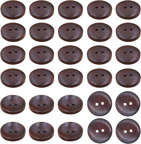 100PCS 0.5 Inch Dark Brown Classic Wooden Buttons, 2 Holes Round Convex Buttons for Sewing, Craft, Shirt, DI in Kuwait