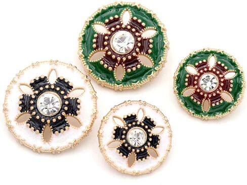 5pcs زر الراين المعدني بوتون جولة الشكل لخياطة صناعة المجوهرات الحرف اليدوية (زهرة سوداء ، 18 ملم) in Kuwait