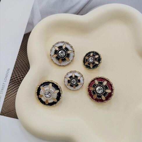 5pcs زر الراين المعدني بوتون جولة الشكل لخياطة صناعة المجوهرات الحرف اليدوية (زهرة سوداء ، 18 ملم) in Kuwait