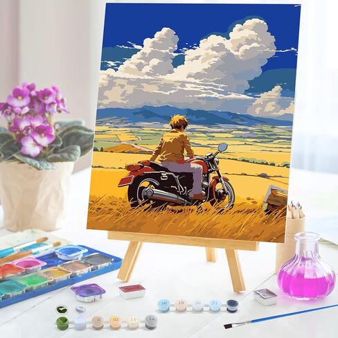 Heibago Paint by Numbers Kit للبالغين 12 "x16" قماش مؤطر و Wooden Easel و Diy Acrylic Paint بأرقام أرقام للمبتدئين للمبتدئين ، والورود الساحلية للفنون الرسم والحرف اليدوية لديكور الجدار المنزلي in Kuwait