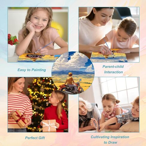 Heibago Paint by Numbers Kit للبالغين 12 "x16" قماش مؤطر و Wooden Easel و Diy Acrylic Paint بأرقام أرقام للمبتدئين للمبتدئين ، والورود الساحلية للفنون الرسم والحرف اليدوية لديكور الجدار المنزلي in Kuwait