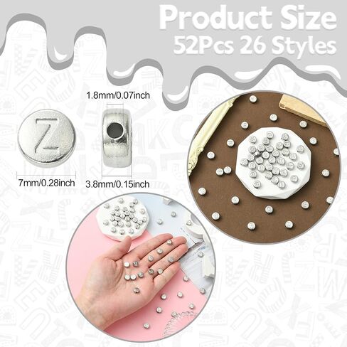 LiQunSweet 7MM 52 pcs 26 Styles Letter Theme 304 Stainless Steel Beads Metal Flat Round with Alphabet Initial Loose Spacer Beads for DIY Jewelry Necklace Bracelet Making Craft in Saudi Arabia
