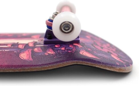 SPITBOARDS® 34 x 96 mm Wood Fingerboard Complete Set-Up, Pre Assembled, 5-Layers Wood, Pro Trucks with Lock Nuts, CNC Bearing Wheels, Real Wear Graphics, Lasered Foam Grip Tape, Pink Mushrooms in Saudi Arabia