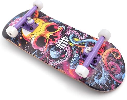 SPITBOARDS® 34 x 96 mm Wood Fingerboard Complete Set-Up, Pre Assembled, 5-Layers Wood, Pro Trucks with Lock Nuts, CNC Bearing Wheels, Real Wear Graphics, Lasered Foam Grip Tape, Pink Mushrooms in Kuwait