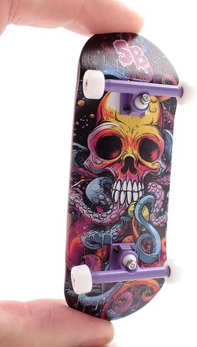 SPITBOARDS® 34 x 96 mm Wood Fingerboard Complete Set-Up, Pre Assembled, 5-Layers Wood, Pro Trucks with Lock Nuts, CNC Bearing Wheels, Real Wear Graphics, Lasered Foam Grip Tape, Pink Mushrooms in Kuwait