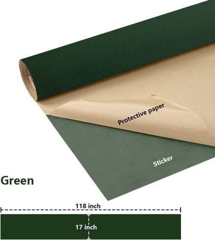 Helloocolor 17 "W x 118" L Velvet Fabric ، خضراء ، صلبة ، مقاومة للماء ، درج المجوهرات ، خزانة ، خزانة ملابس in Kuwait