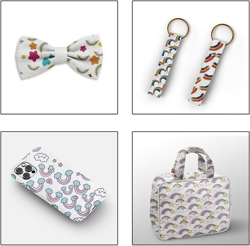 ONEART | Pastel Rainbow Theme Faux Leather Fabric Rainbow Printed Synthetic Fabric for Earrings, Jewelry, Hair Accessories, Handbags, DIY Crafts Making in Kuwait