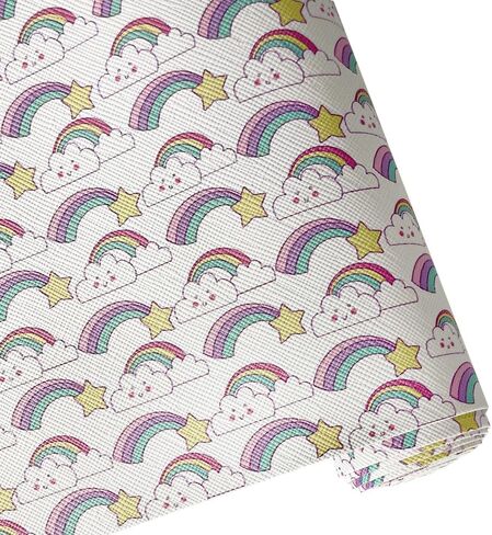 ONEART | Pastel Rainbow Theme Faux Leather Fabric Rainbow Printed Synthetic Fabric for Earrings, Jewelry, Hair Accessories, Handbags, DIY Crafts Making in Kuwait
